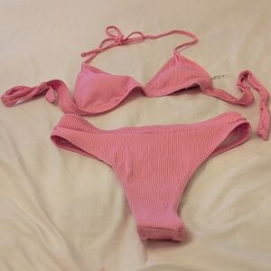 SHEIN Pink Ribbed Bikini